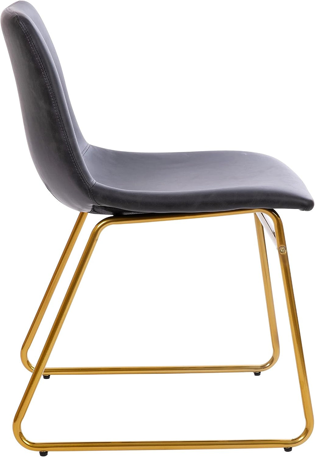 Flash Furniture Butler 18' LeatherSoft Dining Table Height Chairs, Mid-Century Modern Bucket Style Dining Chairs, Set of 2, Dark Gray/Gold