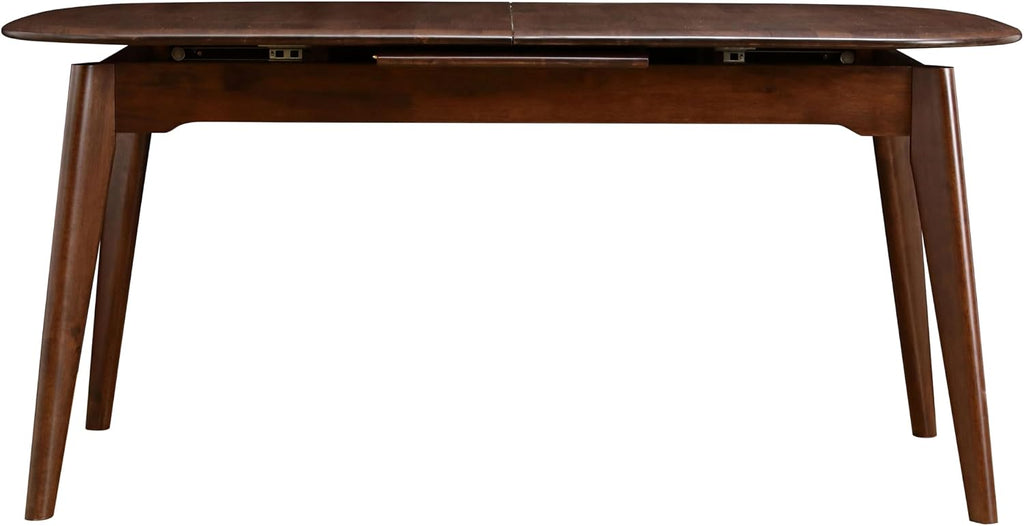 Furniture of America Nazaen Modern Solid Wood 78.7-inch Extendable Rectangular Dining Table with Removable Leaf, Mechanism Auto Pop-up for Home Kitchen, Dinettes, Rich Walnut