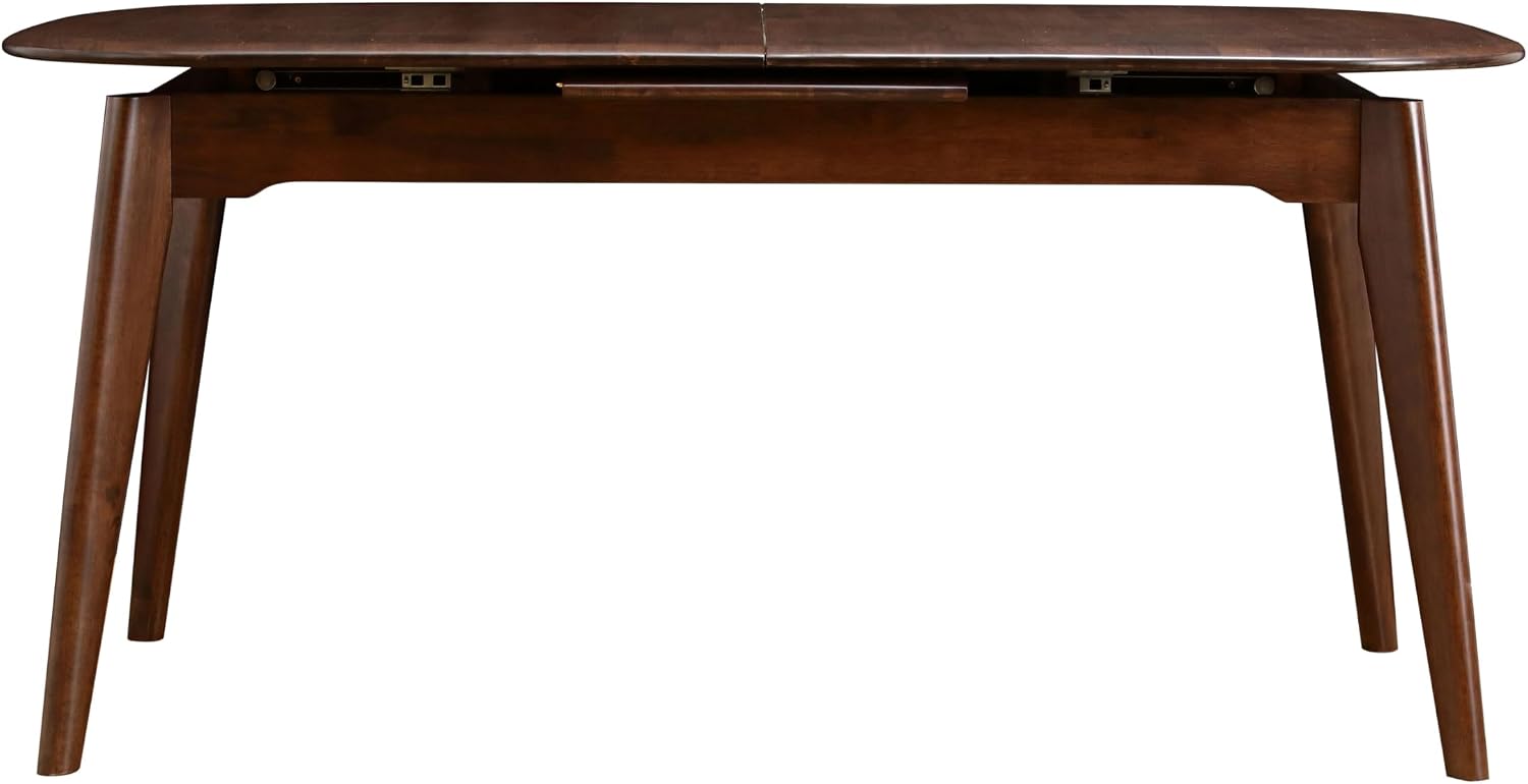 Furniture of America Nazaen Modern Solid Wood 78.7-inch Extendable Rectangular Dining Table with Removable Leaf, Mechanism Auto Pop-up for Home Kitchen, Dinettes, Rich Walnut