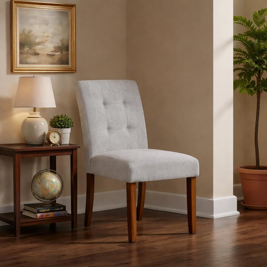 HomePop Button Tufted Fabric Dining Chairs - Slate Gray Woven (Set of 2)