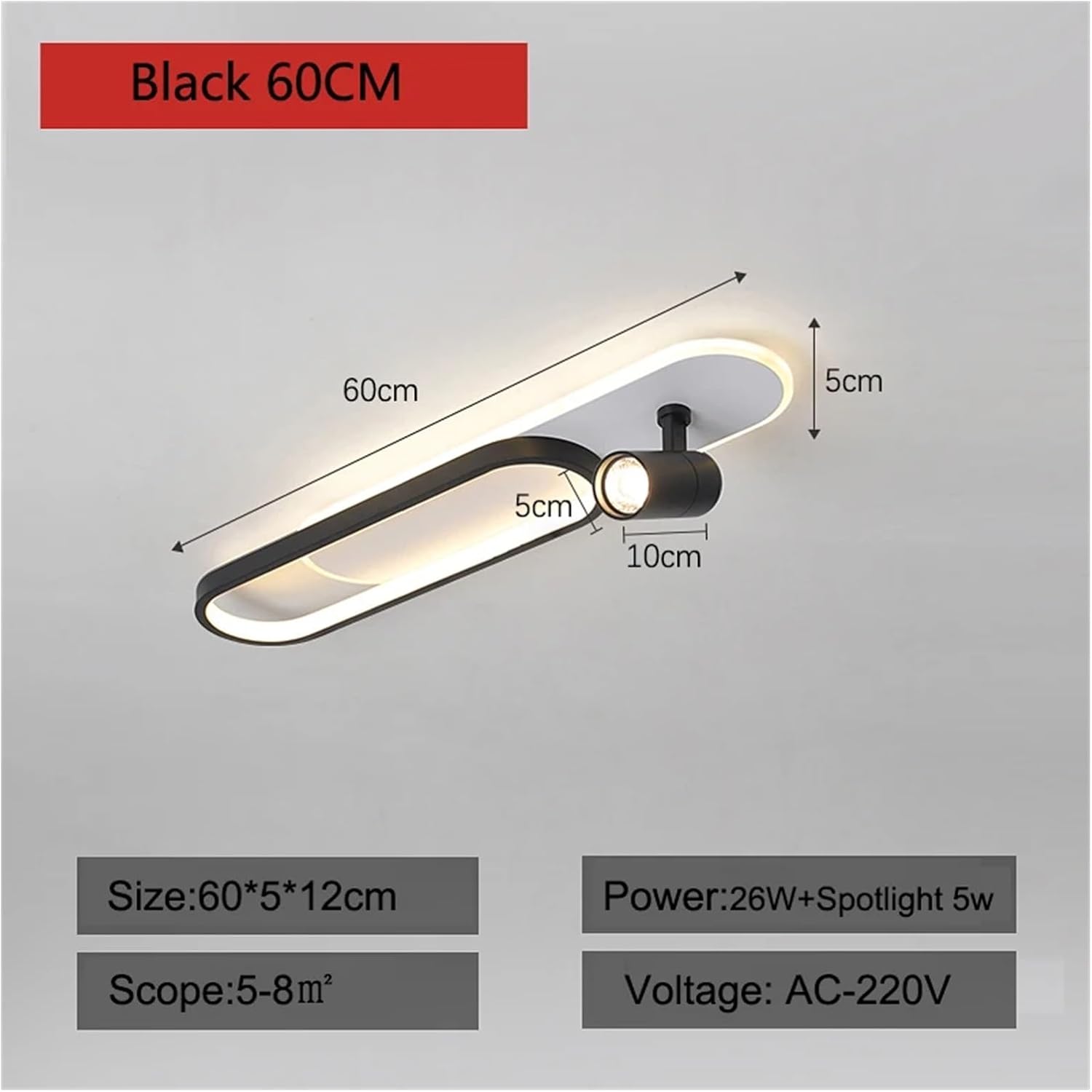 Modern Acrylic LED Ceiling Light with Remote Control, Spotlights for Living Room, Kitchen, Corridor - Stylish Indoor Lighting Fixture