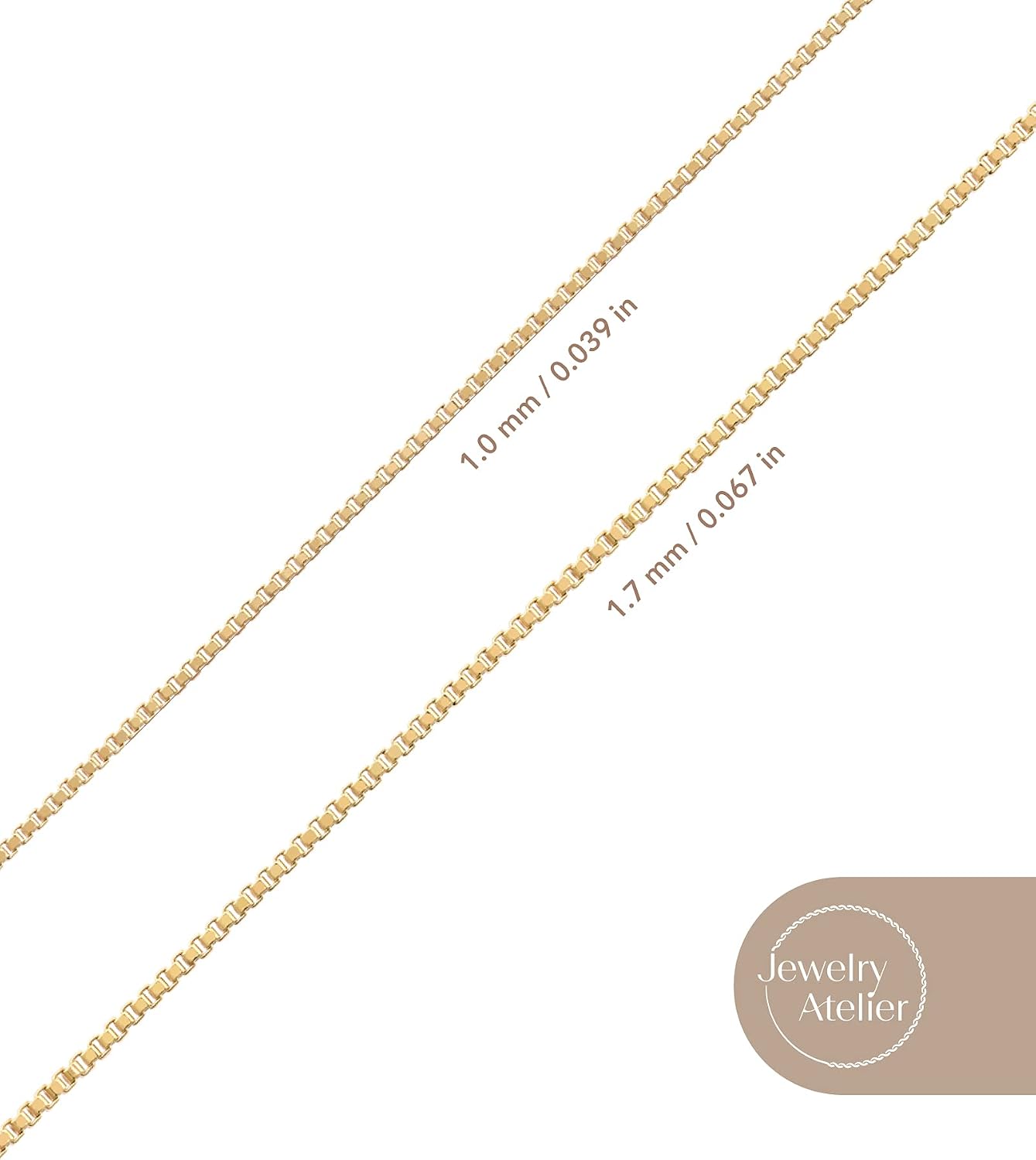 Jewelry Atelier Gold Chain Necklace Collection for Women and Men - Box, Clip & Cable