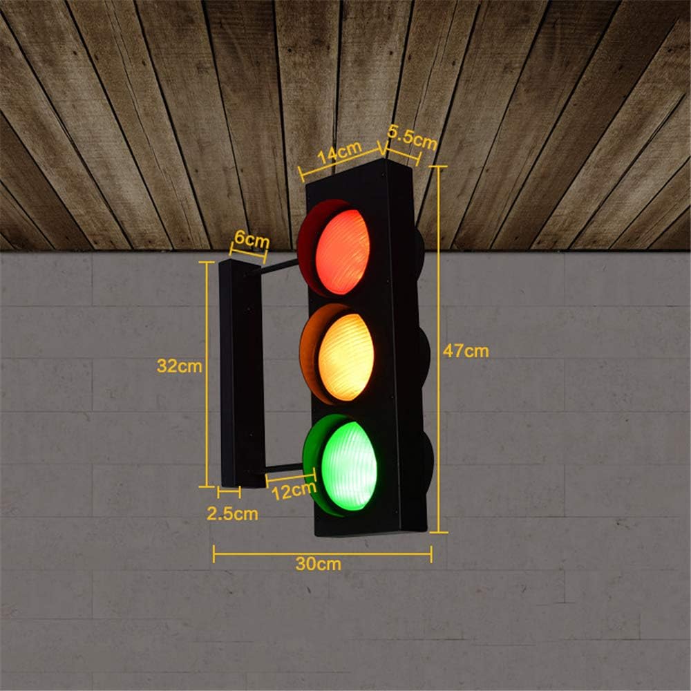 Outdoor Lamp Post Lights, LED Traffic Signal Wall Lamp with Switch, Tricolor Red Green Yellow Spotlights for Indoor/Outdoor Use, Warning Sconce for Bars and Street Signs (B)