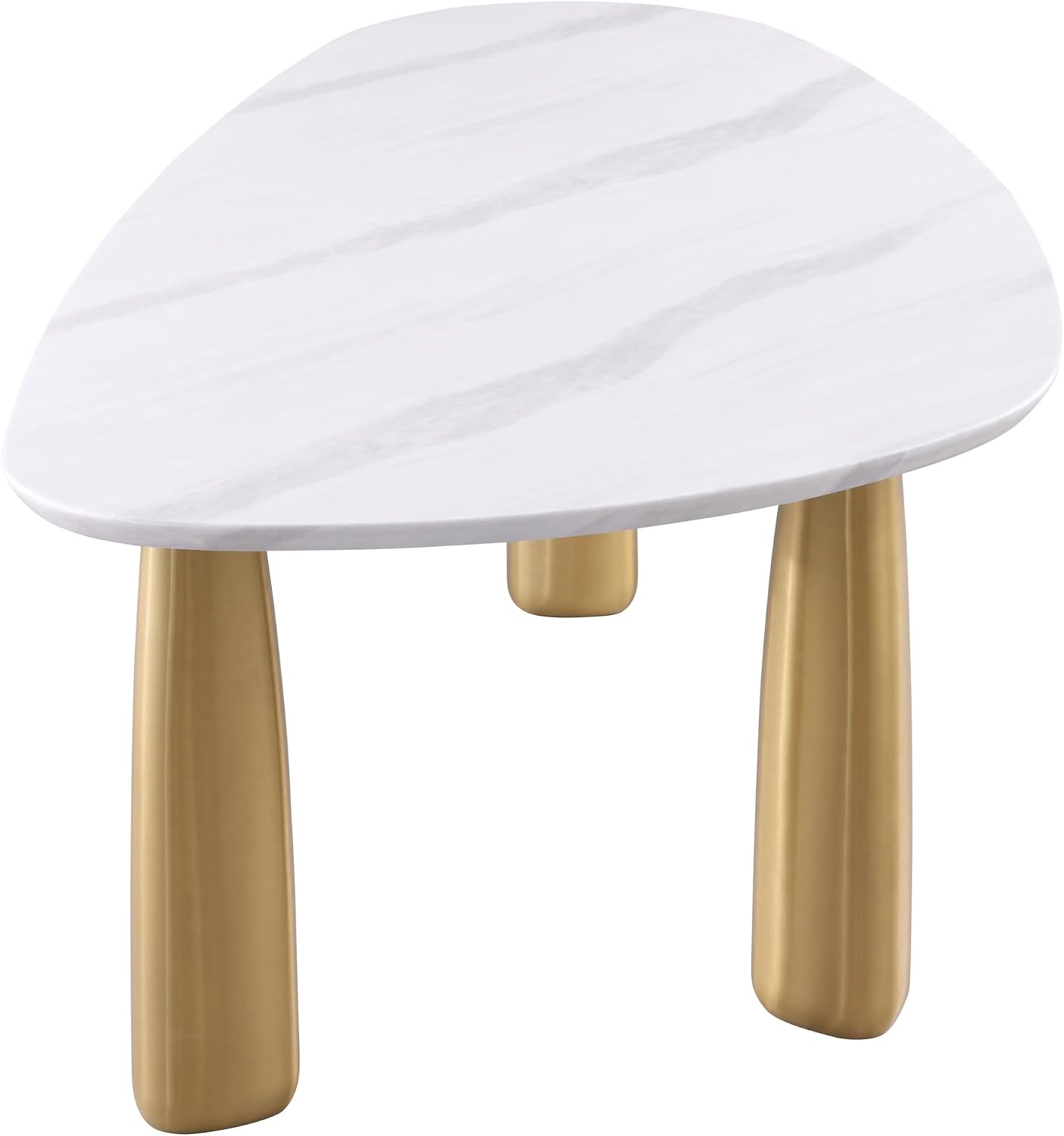 Furniture of America Gavora Modern 79-inch Oval Sintered Stone Top Dining Table with Gold Pedestal Legs, Seats up to 6, Easy Assembly for Home, Kitchen and Living Room, White