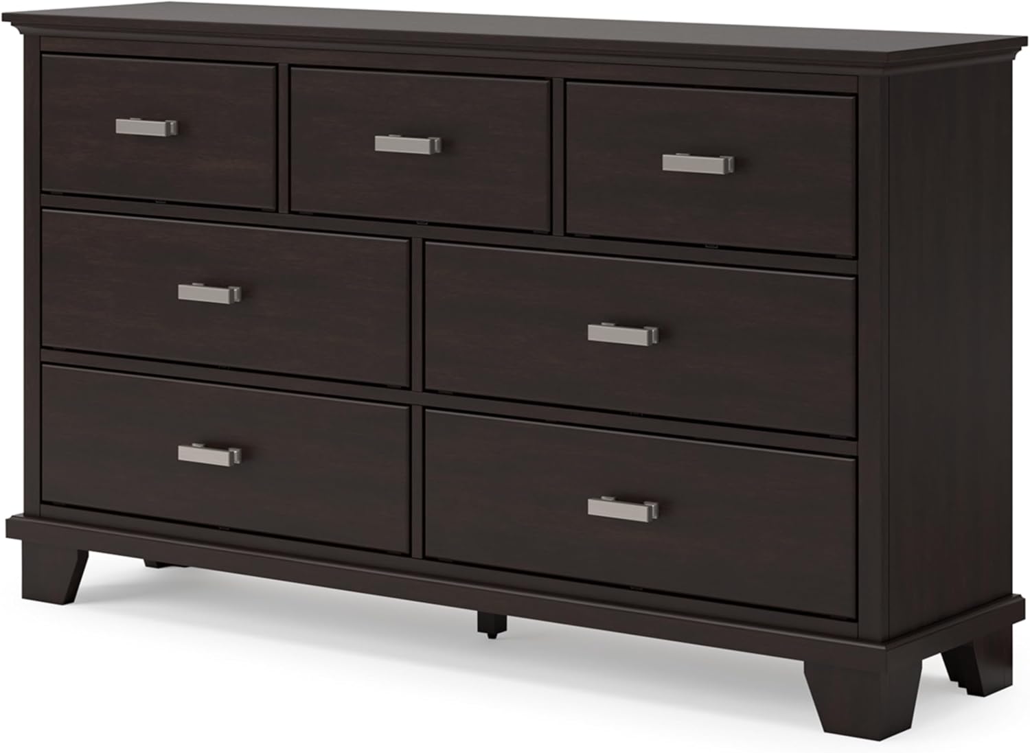 Signature Design by Ashley Covetown Bedroom Dresser, 62-Inch Wide 7-Drawer Storage, Dark Brown, Quick and Easy Assembly, Hardwood Solids, Engineered Wood Veneer, and MDF Substrates