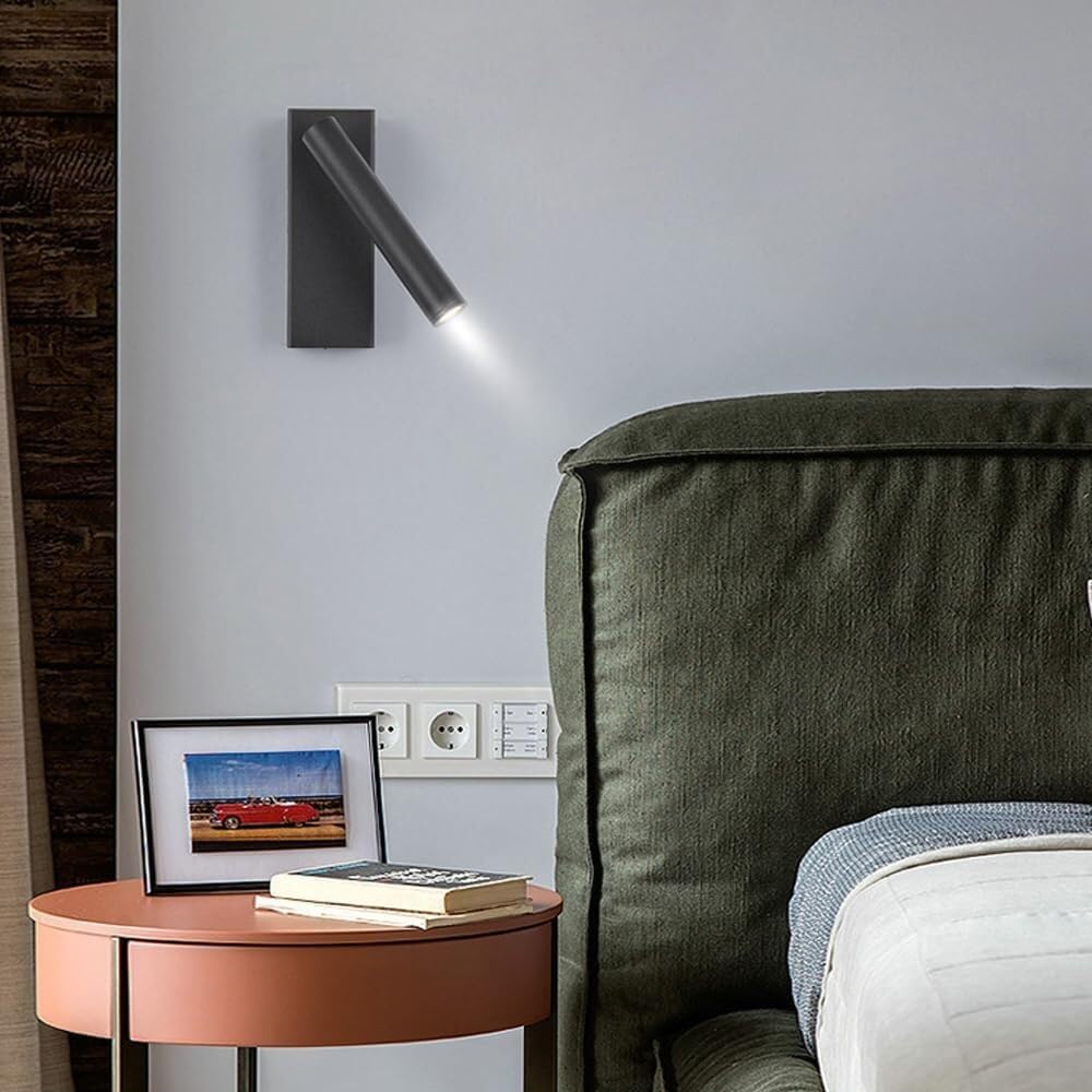 LED Wall Lamp Reading Wall Light for Bedside,Modern Wall Mounted Reading Light Angle Adjustable Indoor Spotlights Wall Mounted Lamp for Bedroom Living Room Study Room Dining Room Stairs Porch