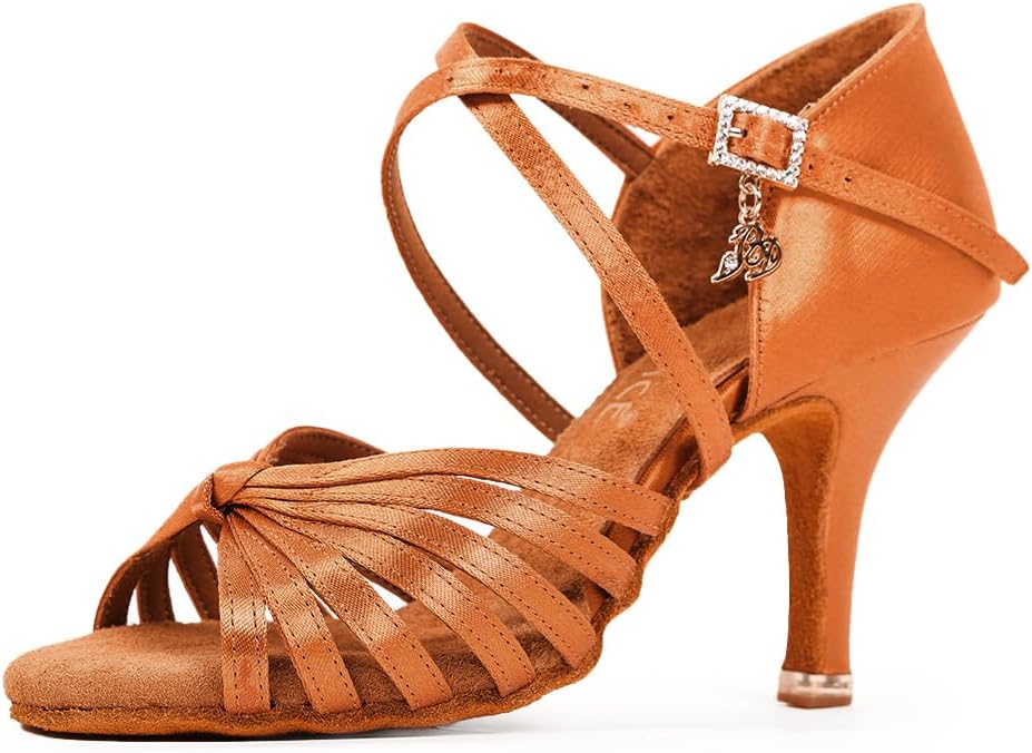 Women's Latin Dance Shoes Ballroom Dancing Sandals with High Heel Salsa Jazz Professional Performance Dance Footwear #2398