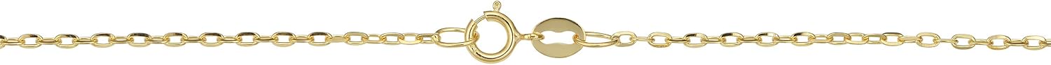 Kooljewelry 14k Yellow Gold Diamond-Cut Cable Chain Necklace For Women - Real Gold (choose 1mm or 1.3mm thick - sizes from 14 to 20 inch)