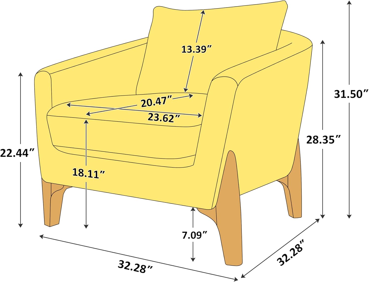 VANOMi Accent Chair 31' Oversized Reading Chair Comfy Upholstered Boucle Lounge Armchair, Modern Living Room Chair with Back Pillow,Single Sofa Chair for Bedroom, Office, Orange