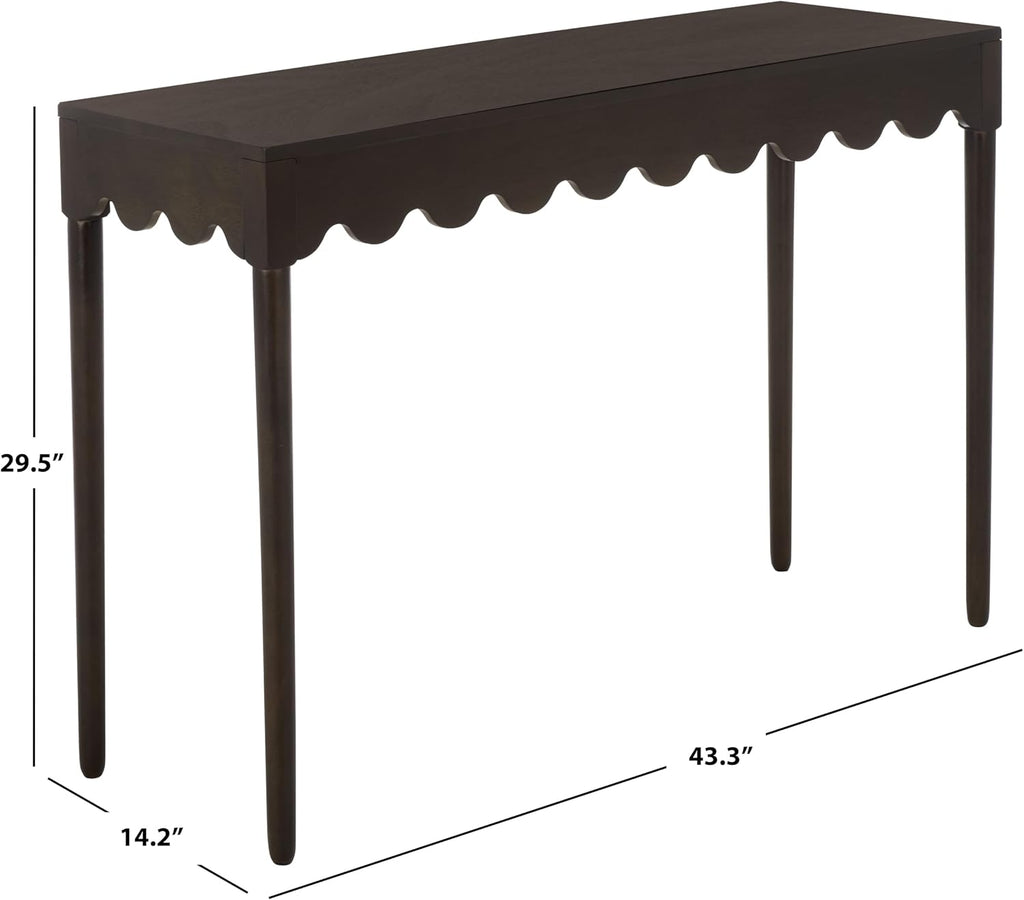 SAFAVIEH Home Collection – Neha Dark Chocolate Solid Wood Console Table, Scalloped Apron Entryway & Living Room Accent (CNS5749A)