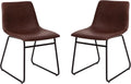 Flash Furniture Butler 18' LeatherSoft Dining Table Height Chairs, Mid-Century Modern Bucket Style Dining Chairs, Set of 2, Dark Brown/Black