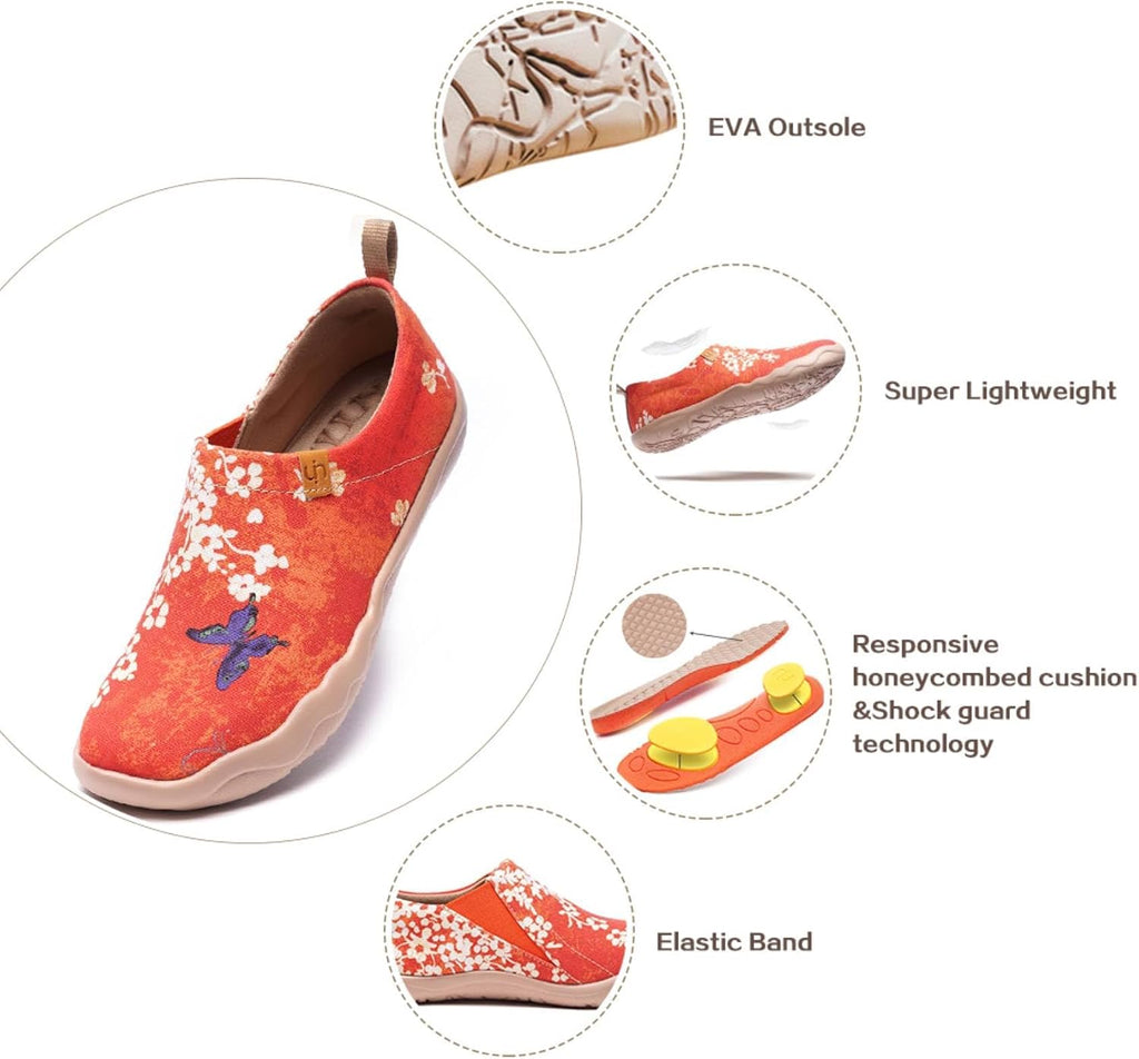 UIN Women's Casual Loafers Travel Painted Walking Slip On Lightweight Comfortable Canvas Fashion Sneakers