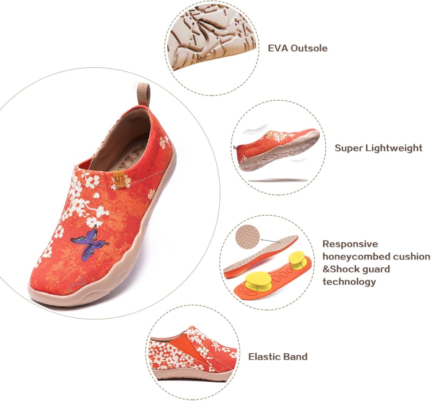 UIN Women's Casual Loafers Travel Painted Walking Slip On Lightweight Comfortable Canvas Fashion Sneakers