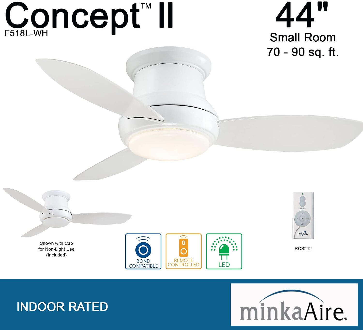 Minka' Minka Aire Concept II 44 in. LED Indoor White Flush Mount Ceiling Fan