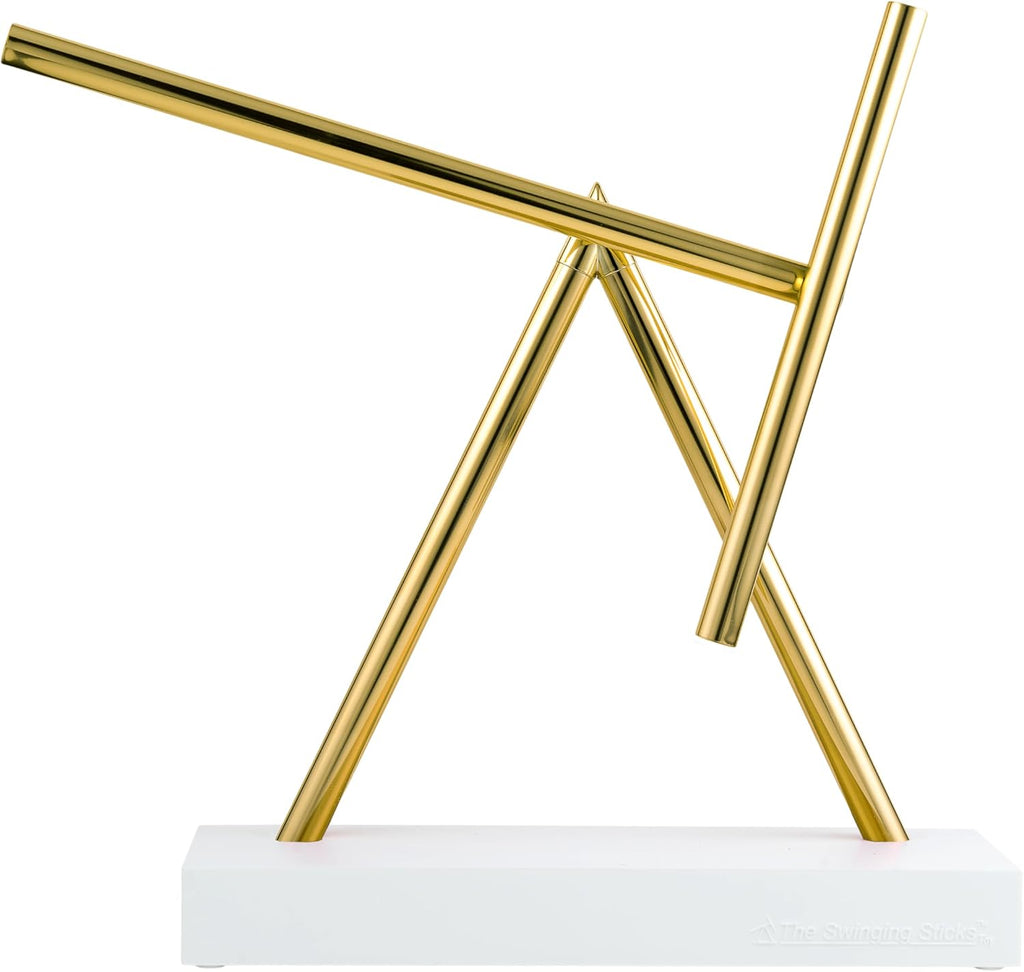 Kinetic Energy Sculpture - Desktop Toy Version (White/Gold)