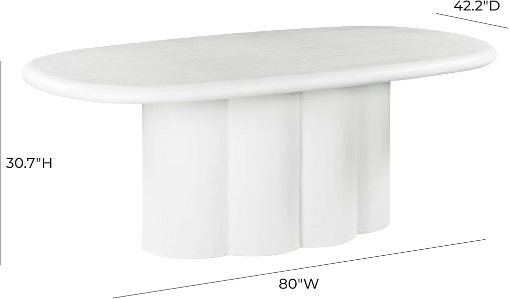 Tov Furniture Elika White Faux Plaster Oval Dining Table