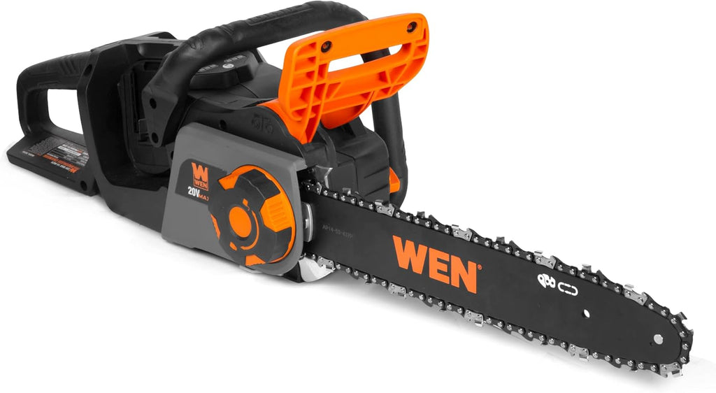 WEN 20V Max 14-Inch Cordless Brushless Chainsaw with Two 4Ah Batteries and Dual Port Charger (20754)