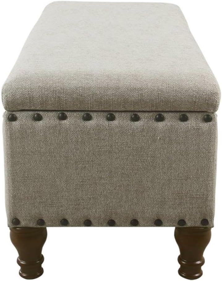 HomePop 42' Storage Bench with Nailhead Trim - Taupe/Cream