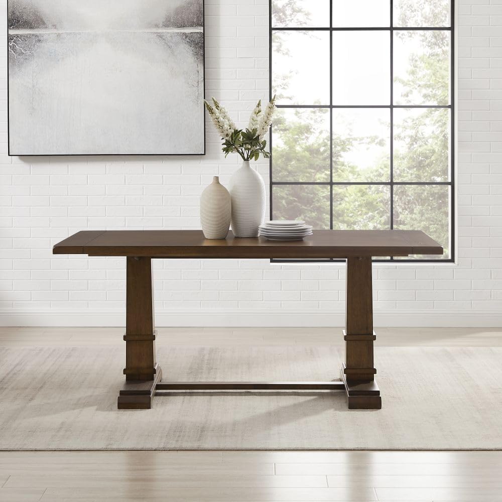 Crosley Furniture Joanna Modern Farmhouse Wood Dining Table, Dark Oak