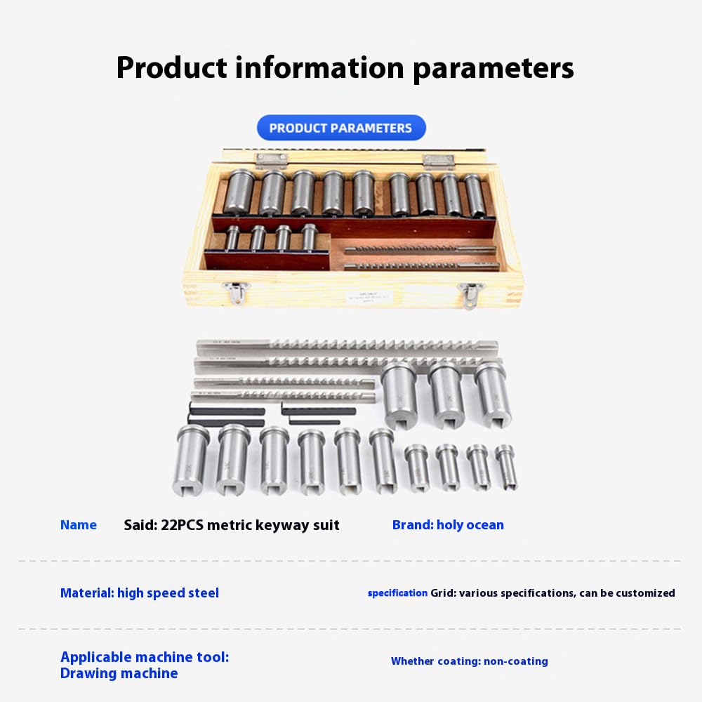 Keyway Broach Sets Industrial Tools, 22Pcs Machinery Keyway Tools for Lathe Metric Size 4/5mmB1 6/8mmC Broaches 13Pcs Bushings 5Pcs Shims Metalworking Tool