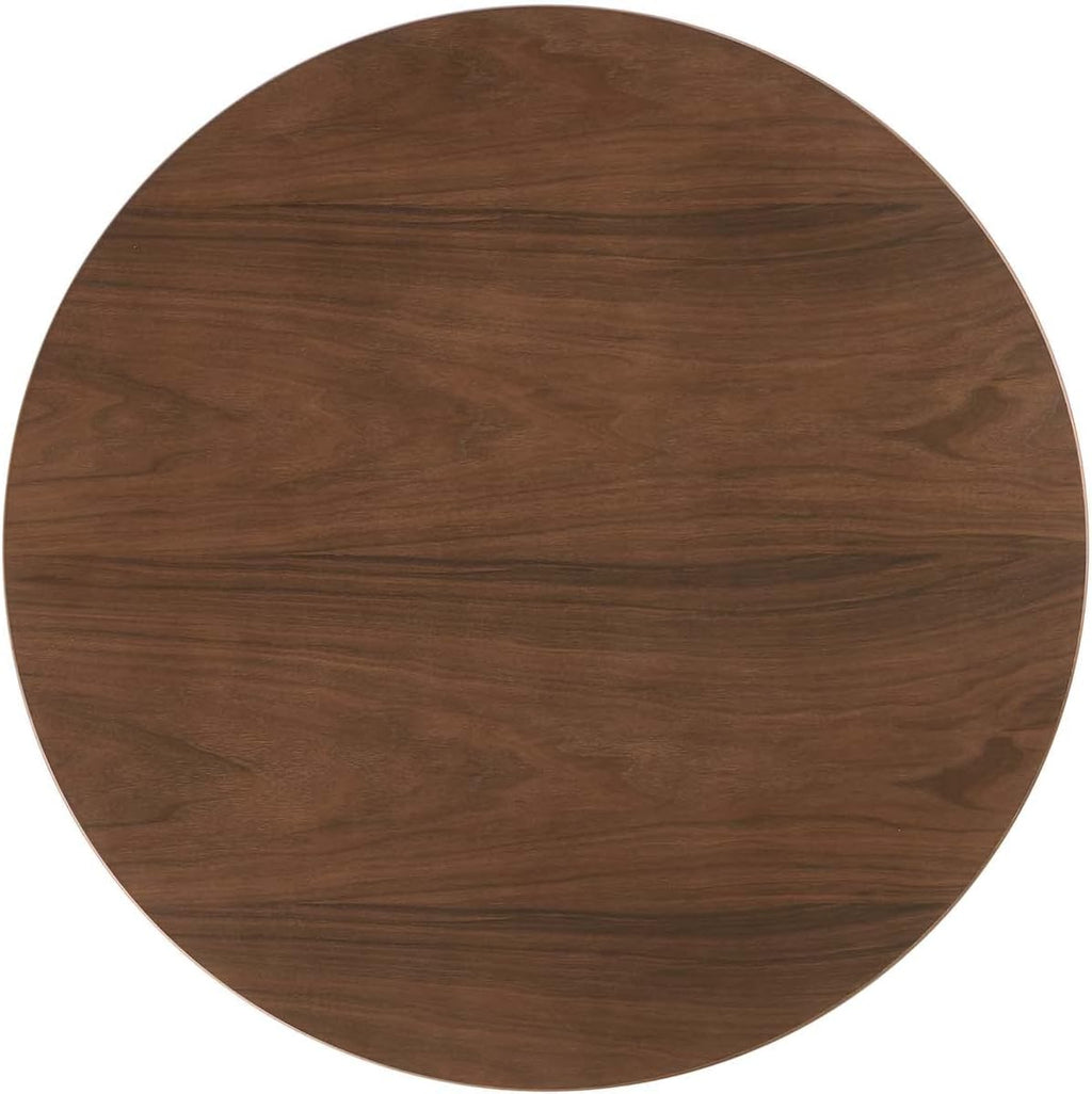 Modway Lippa 36' Mid-Century Modern Dining Table with Round Top in Walnut