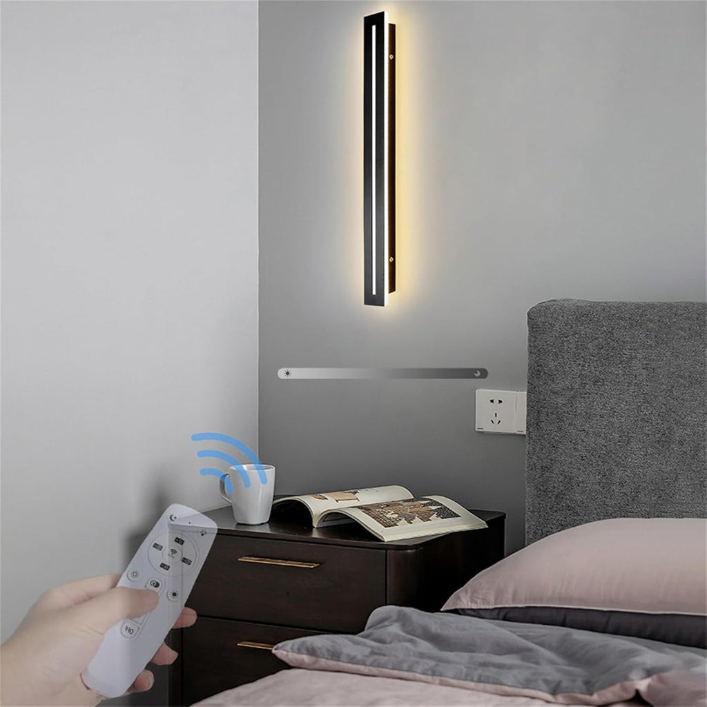 LED Long Strip Dimmable Indoor Wall Lights with Remote Control Modern Simple Decoration 10%-100% Wall Sconces Wall Spotlights Acrylic for Living Room Balcony Dressing Tables (150cm,d) (Black 40c