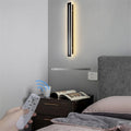 LED Long Strip Dimmable Indoor Wall Lights with Remote Control Modern Simple Decoration 10%-100% Wall Sconces Wall Spotlights Acrylic for Living Room Balcony Dressing Tables (150cm,d) (Black 60c