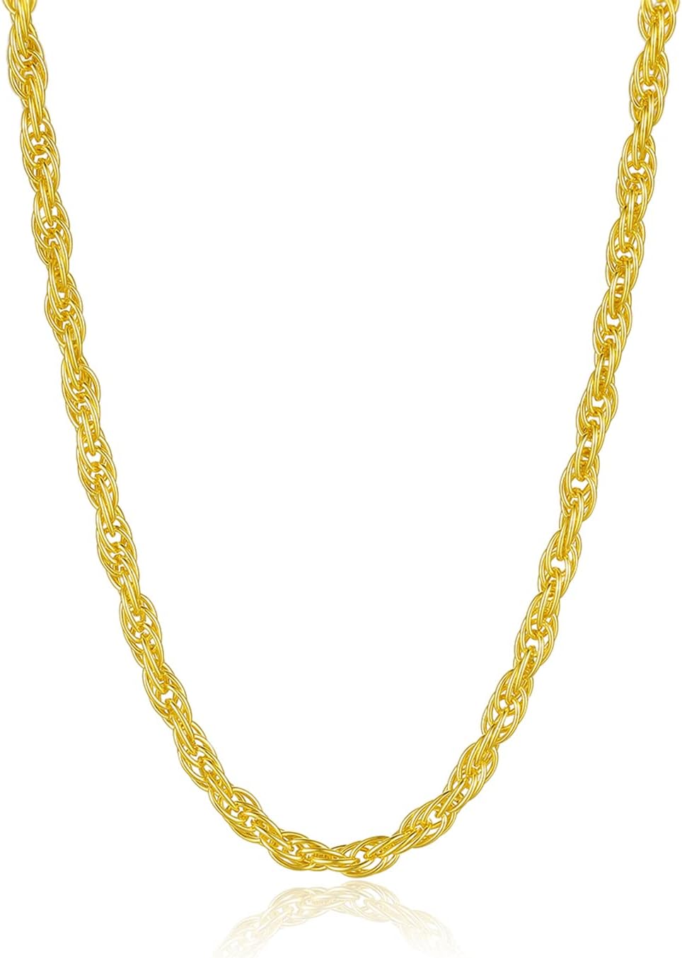 ZHOU LIU FU 24K Solid Gold Necklace for Women, Real Pure Gold Jewelry Dainty Oval Clip Link Cable Chain Necklace for Men Girlfriend