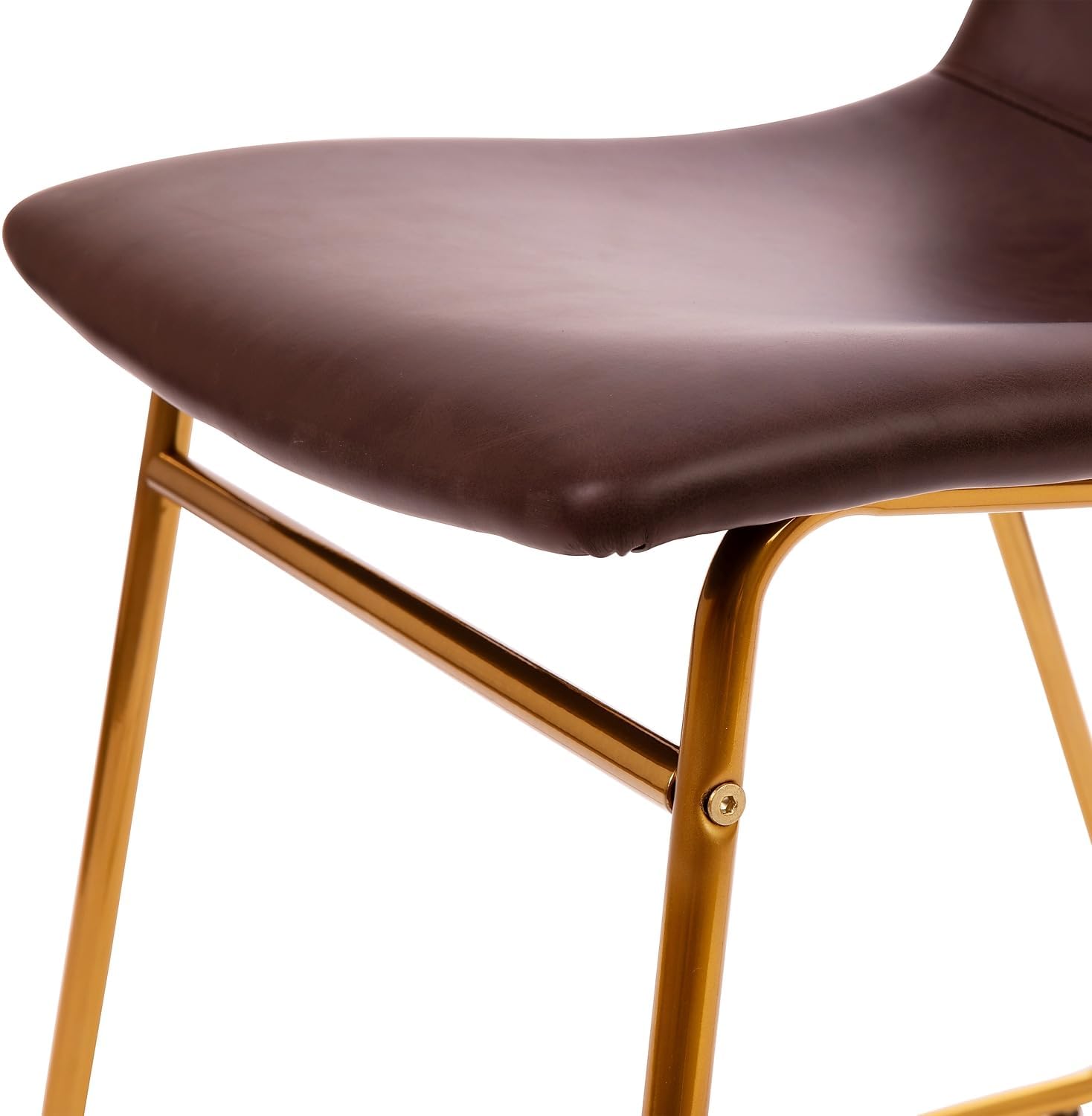 Flash Furniture Butler 18 Inch Commercial Grade LeatherSoft Dining Table Height Chair, Mid-Back Gold Sled Base with Dark Brown LeatherSoft Upholstery, Set of 2