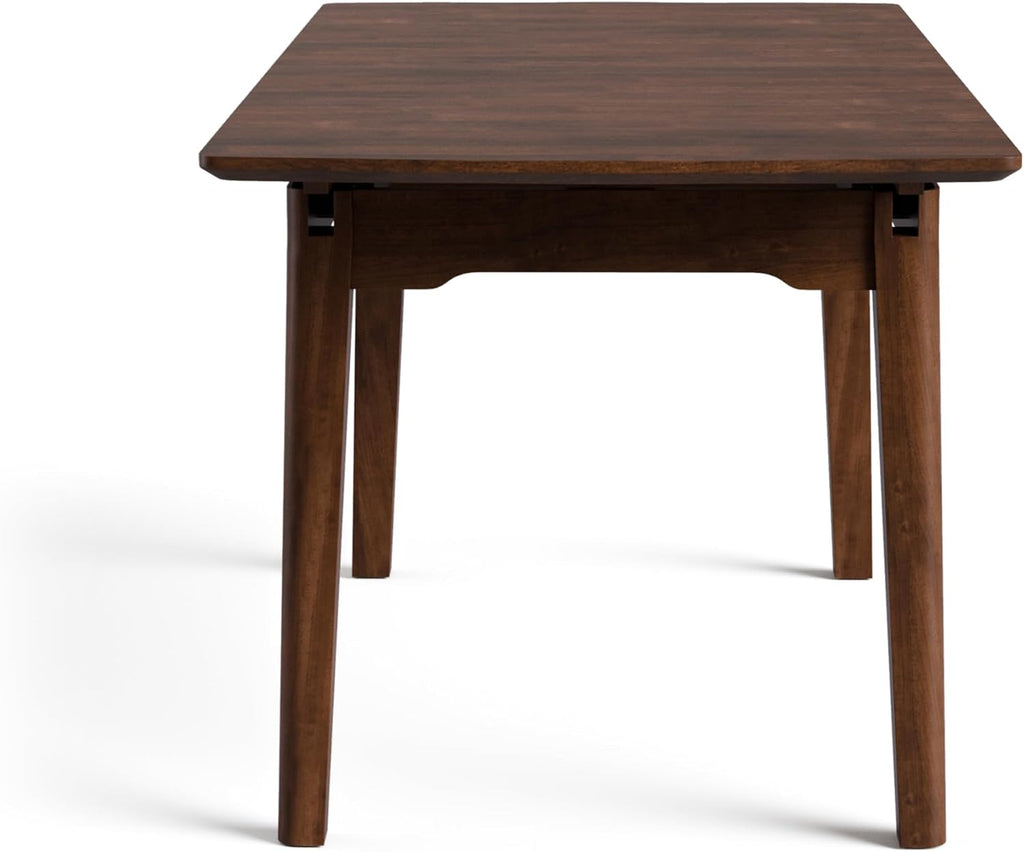 Furniture of America Nazaen Modern Solid Wood 63.9-inch Extendable Rectangular Dining Table with Pop-Up Mechanism, Self-Storing Leaf for Home Kitchen, Dinettes, Rich Walnut