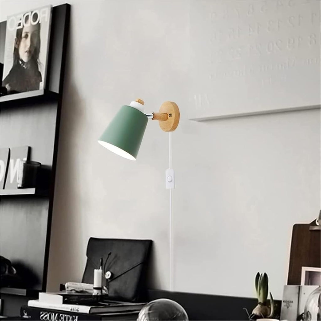 Adjustable Indoor Wall Lamp with E27 Bulb Socket, Plug-in Wall Sconce Light Fixture with On/Off Switch, Modern Wall Mounted Spotlights for Bedroom, Living Room, Hallway, Bedside Wall Lamps and Sc