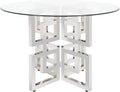 Safavieh Couture Home Harlan Chrome Stainless Steel and Glass Top Round Dining Table