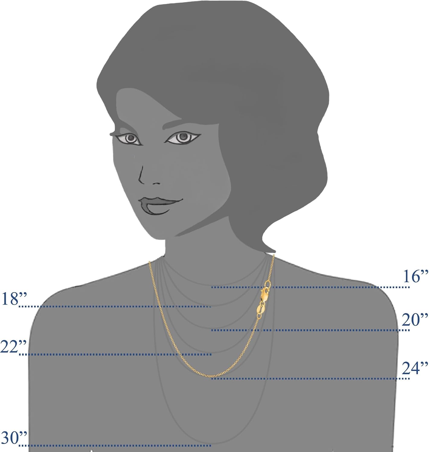 Jewelry Affairs 14k Yellow Gold Cable Link Chain Necklace, 0.6mm