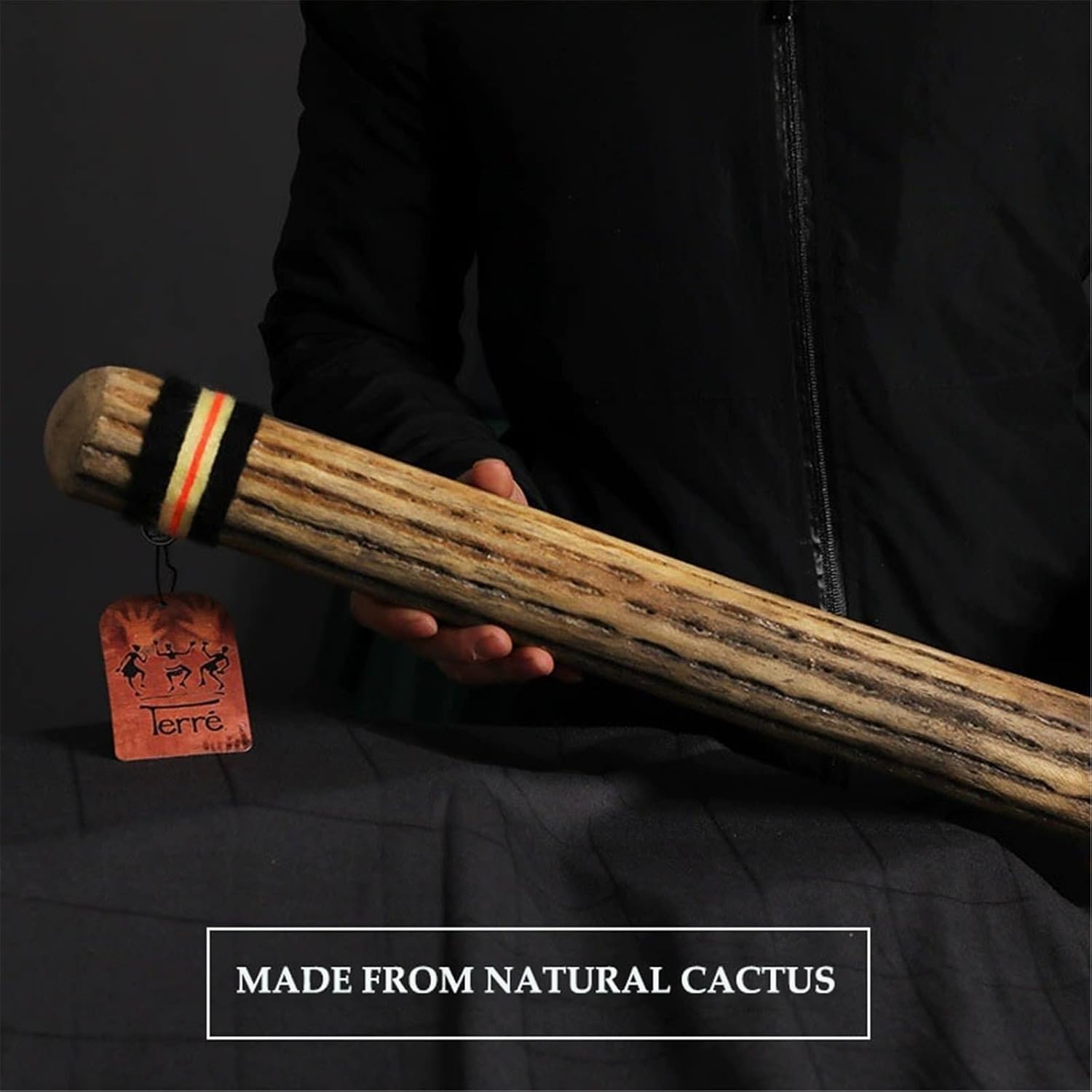 Authentic Handmade Cactus Rainstick Instrument - Natural Sound Therapy for Meditation & Relaxation, Boho Home Decor, Eco-Friendly Artisan Craft(Thick5-8cm,25cm)
