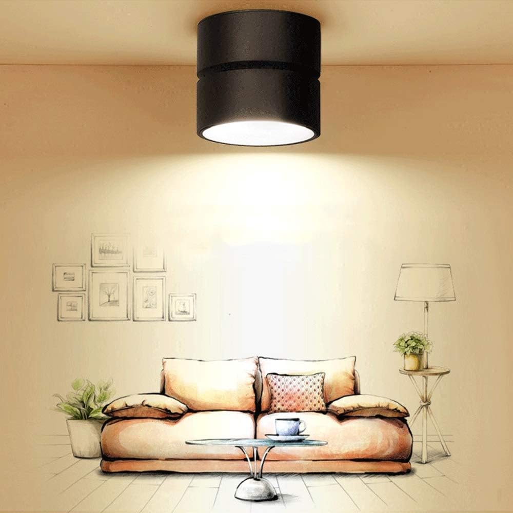 LED Spotlight Indoor 10W Downlight 360°Adjustable Ceiling Spots Surface Mounted COB Lighting Fixture Aluminum Wall Lamp or Spot Light Compatible with Bedroom, Living Room [Energy Class A+] (Size : 7W-