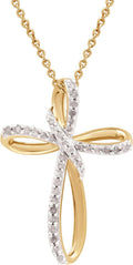 GILDED 14K Yellow Gold over 925 Sterling Silver Necklace for Women with Natural Diamond and Twist Cross Pendant, 14K Gold Plated over Sterling Silver, 925 Sterling Silver, 18' Cable Chain, 1/4 Carat Total Weight Diamonds & Elegant Gift Box Included