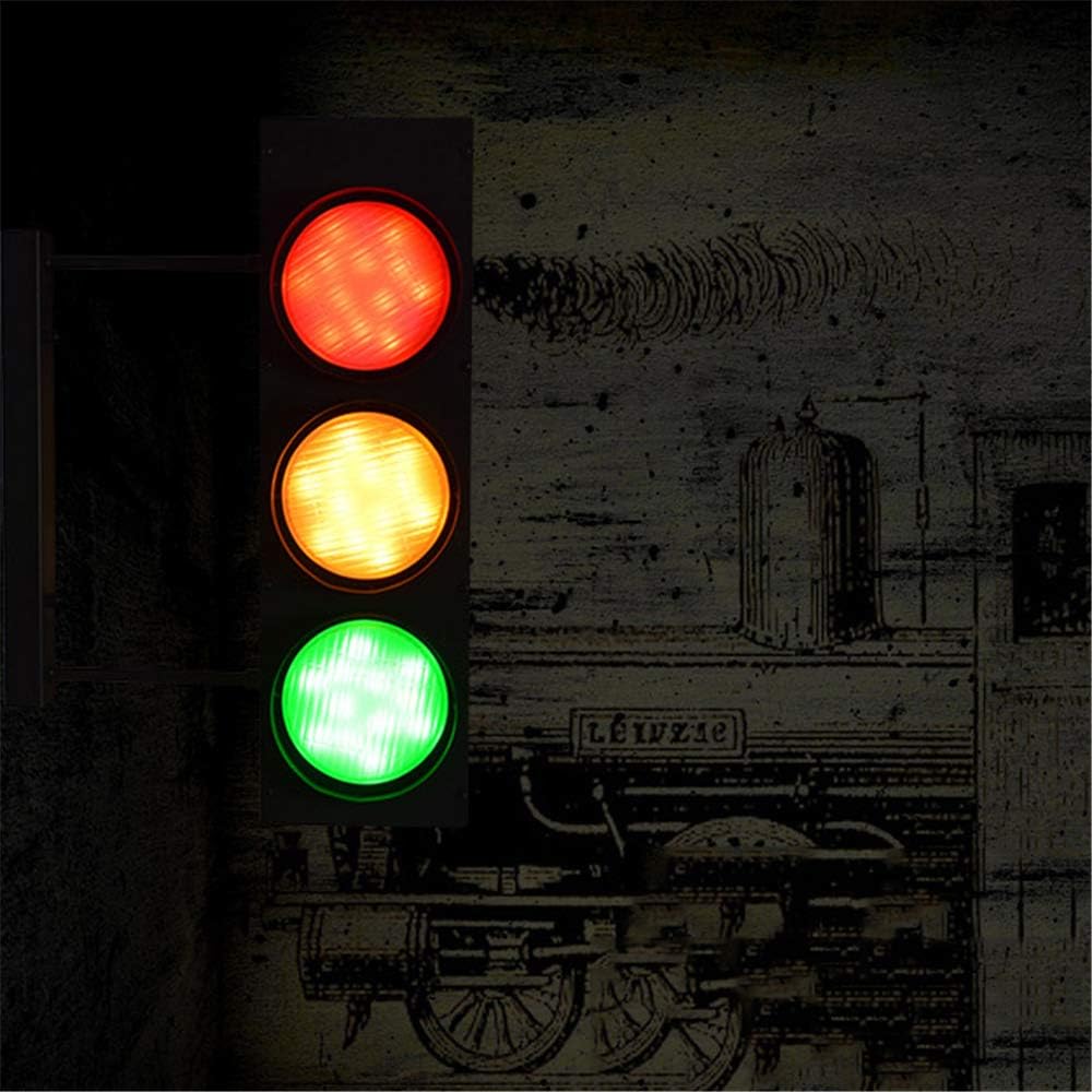 Outdoor Lamp Post Lights, LED Traffic Signal Wall Lamp with Switch, Tricolor Red Green Yellow Spotlights for Indoor/Outdoor Use, Warning Sconce for Bars and Street Signs (B)