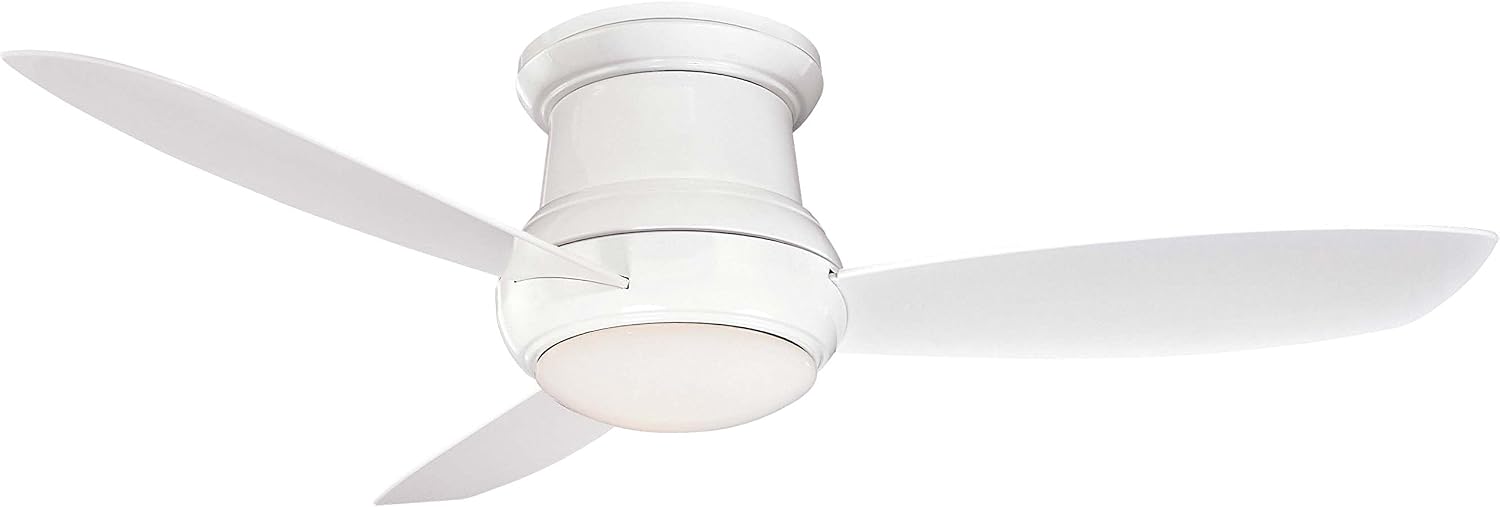 Minka Lavery F474-WH Downrod/Flush Mount, 3 white Blades Ceiling fan with 54 watts light, White