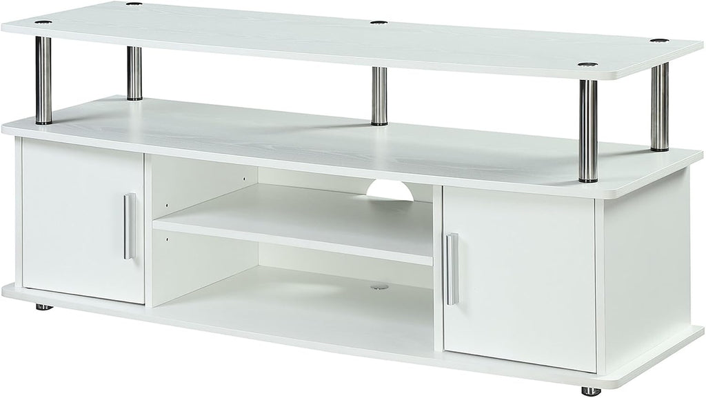 Convenience Concepts Designs2Go Monterey TV Stand 47.25' - Family Room Entertainment Center with Storage Cabinets and Shelves, Modern TV Console for Living Room, Office, White