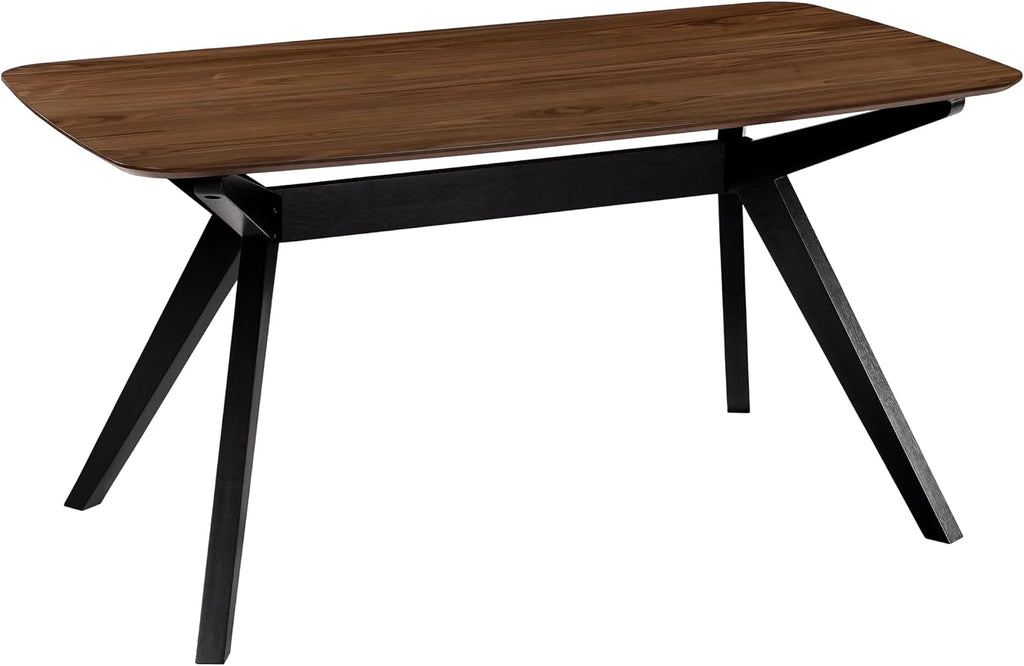 Christopher Knight Home Arley Modern Wooden Dining Table, Solid Wood Rectangular Dining Room Table for 4 People, Sturdy and Space Saving Kitchen Table, Walnut Brown + Black