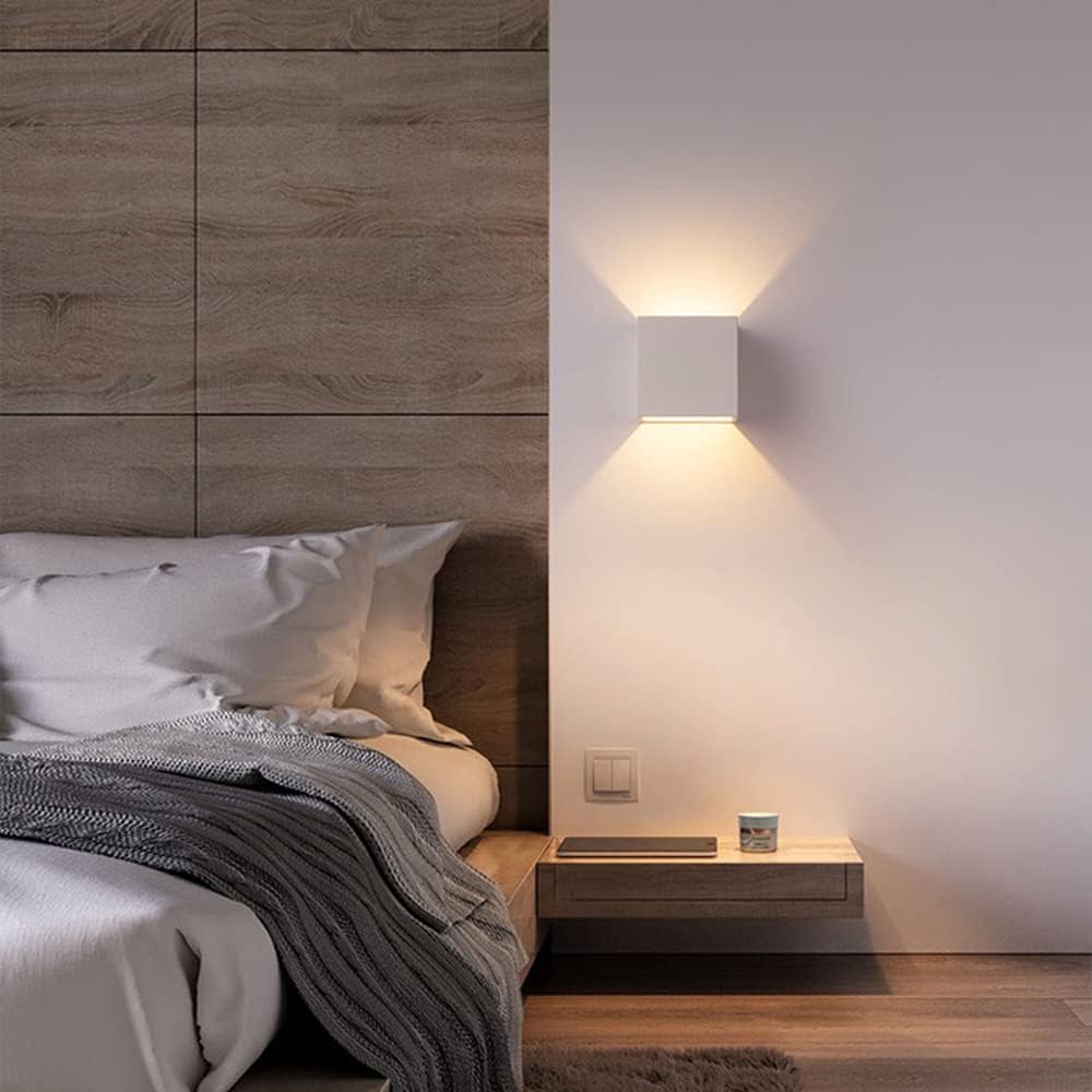 wall lamps , 4pcs Square Wall Light, Aluminum Cube Shade Simple LED Sconce, Up Down Wall Lamp Indoor Spotlight Night Lamp for Living Room Bedroom Decor Warm White Wall Wash Lights ( Color : White )
