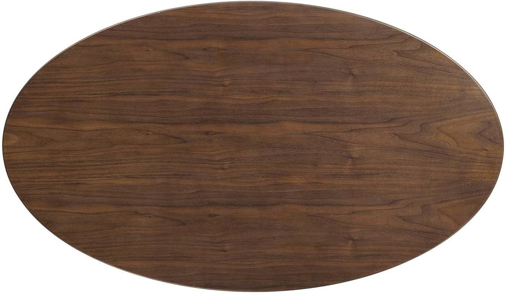 Modway Lippa 48' Mid-Century Modern Dining Table with Oval Top in Walnut