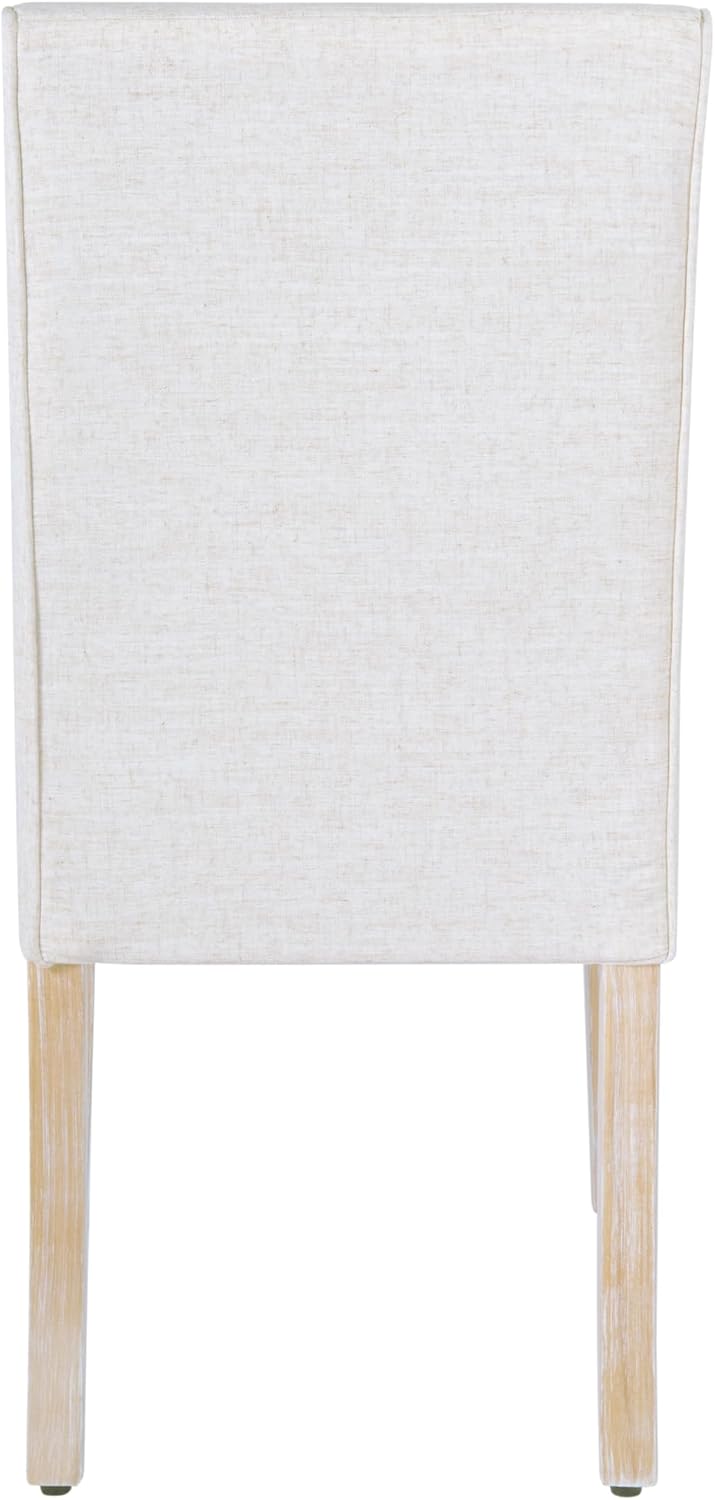 Homepop Scalloped Detail Dining Chair|Upholstered Parsons Dining Chairs |Decorative Home Furniture, Cream Textured Woven (Set of 2)