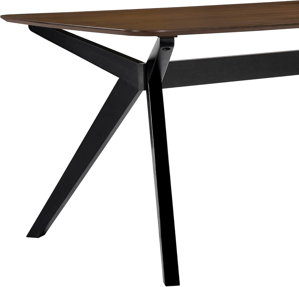 Christopher Knight Home Arley Modern Wooden Dining Table, Solid Wood Rectangular Dining Room Table for 4 People, Sturdy and Space Saving Kitchen Table, Walnut Brown + Black