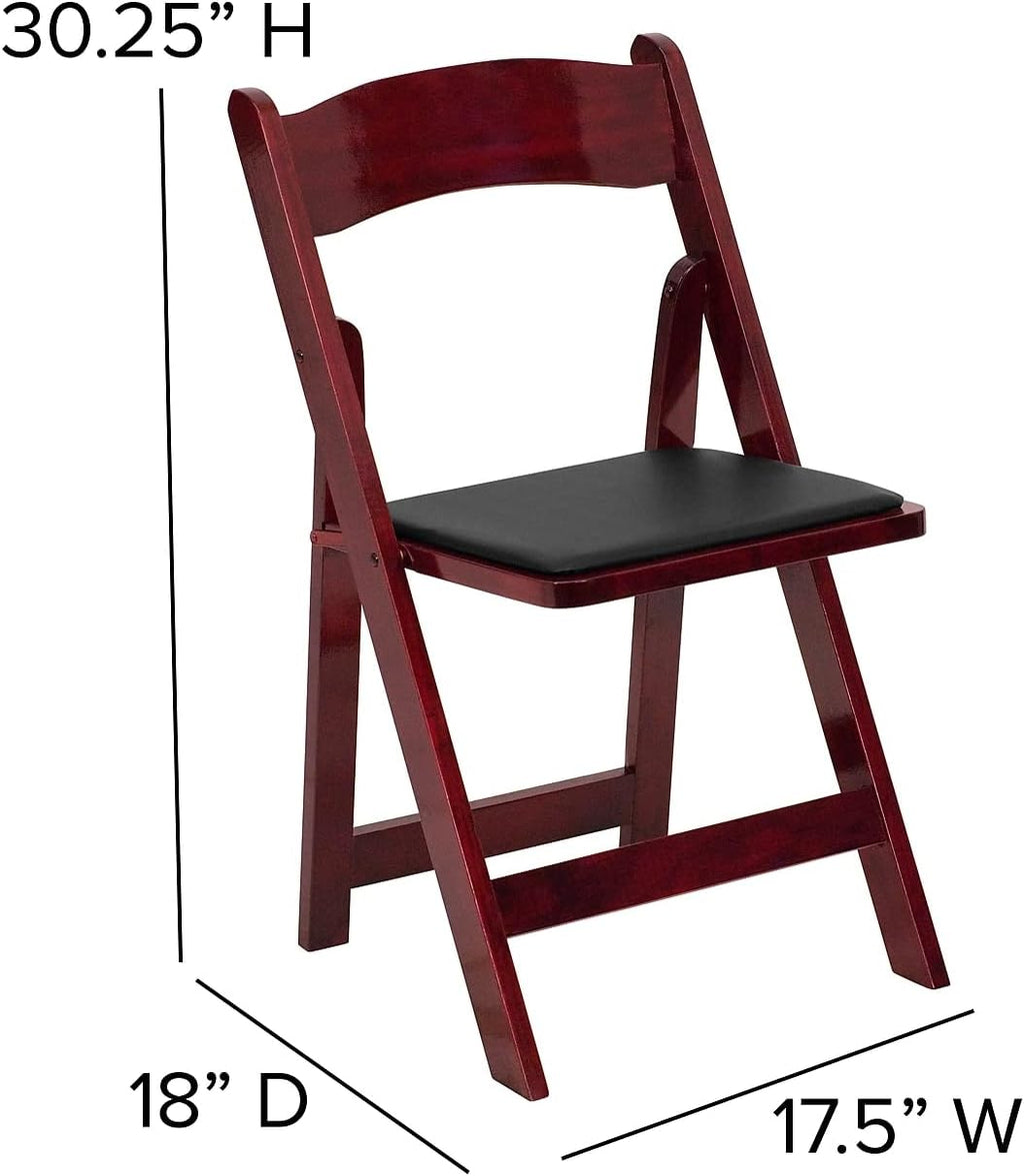 Flash Furniture 2 Pack HERCULES Series Mahogany Wood Folding Chair with Vinyl Padded Seat