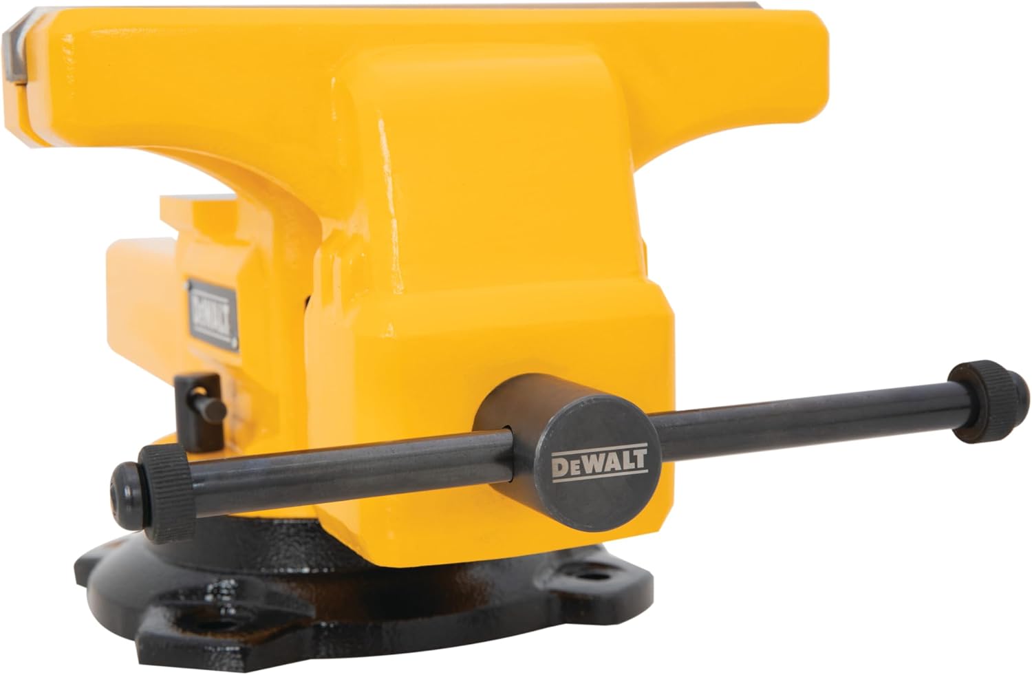 DEWALT 10-inch Jaw Width Heavy Duty Bench Vise, 10-inch Jaw Opening, 3.75-inch Throat, 360-Degree Locking Swivel Base with Anvil, Built-In Pipe Jaws