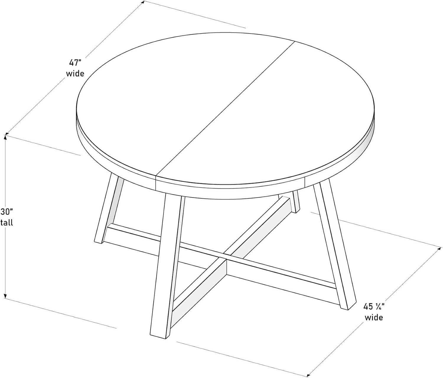 Plank+Beam Round Dining Table, 47 Inch Solid Wood Kitchen Table, Farmhouse Round Table for 4, Small Dinette Table, Pecan Wirebrush