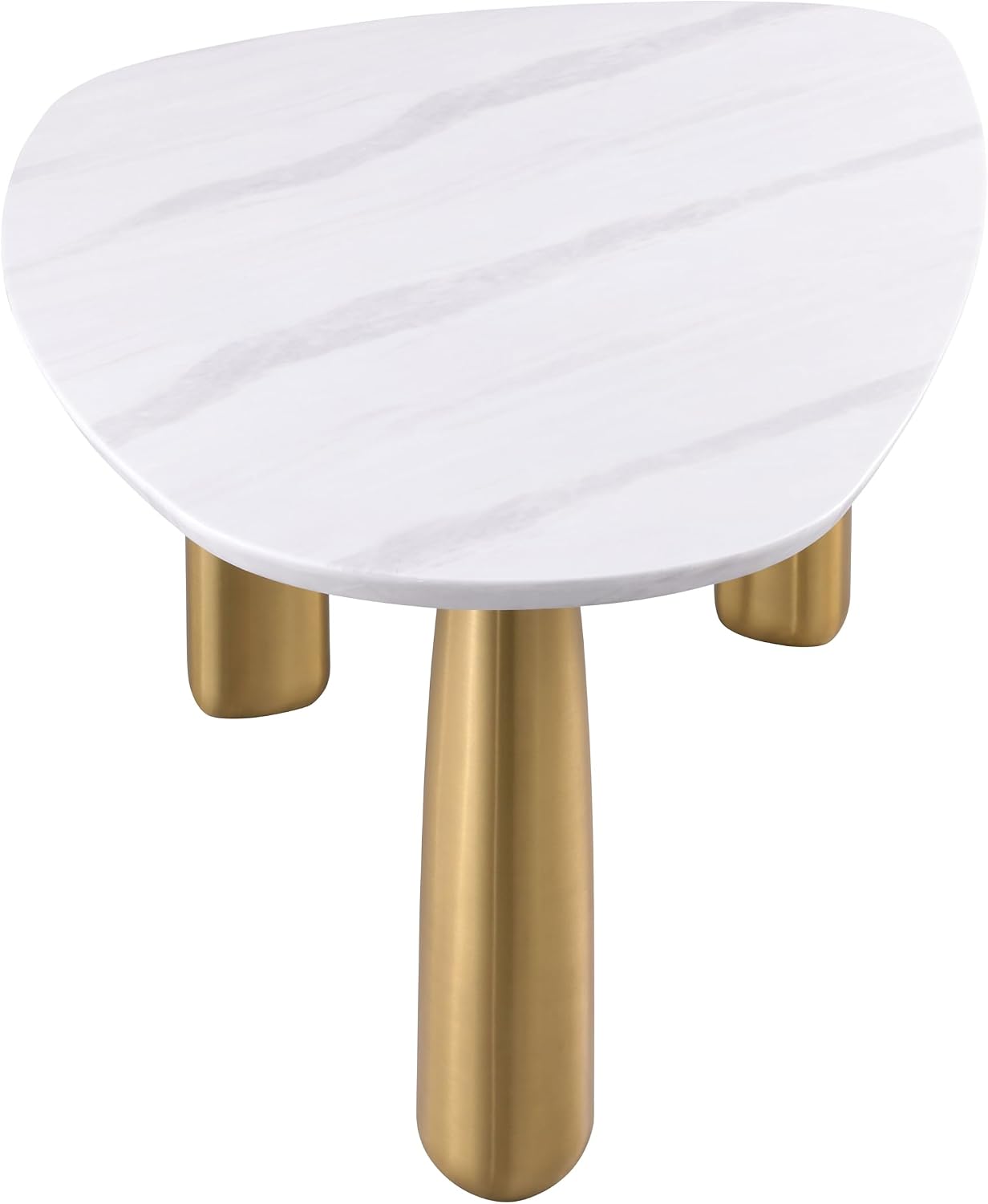 Furniture of America Gavora Modern 79-inch Oval Sintered Stone Top Dining Table with Gold Pedestal Legs, Seats up to 6, Easy Assembly for Home, Kitchen and Living Room, White