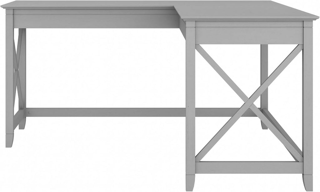 Bush Home Key West 60W Modern Farmhouse L Shaped Desk in Cape Cod Gray, 60-Inch Corner Computer Table for Home Office Workspace