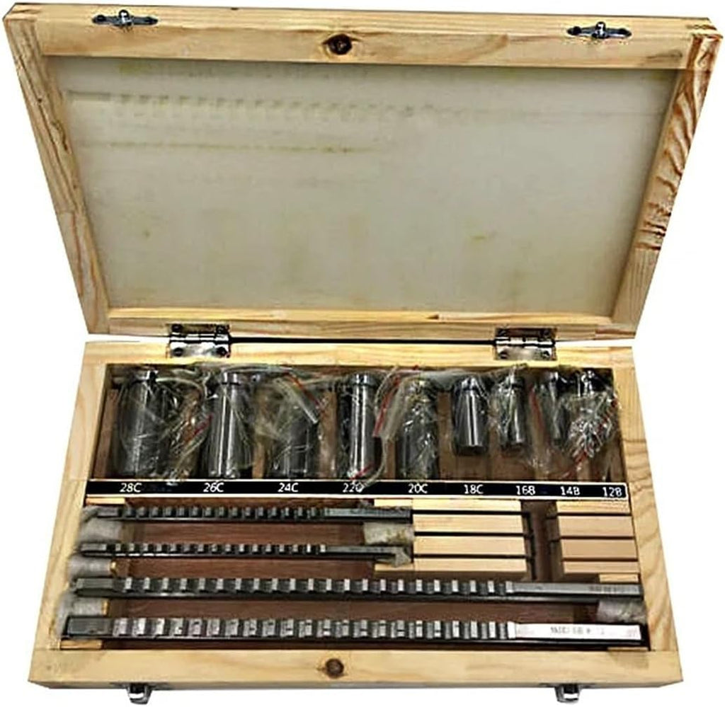 18pc HSS Keyway Broach Cutter B C Push Type 4mm 5mm 6mm 8mm + 9pc Bushing Sleeve + 5pc Shim Cutting Tool Metalworking Industrial Tools